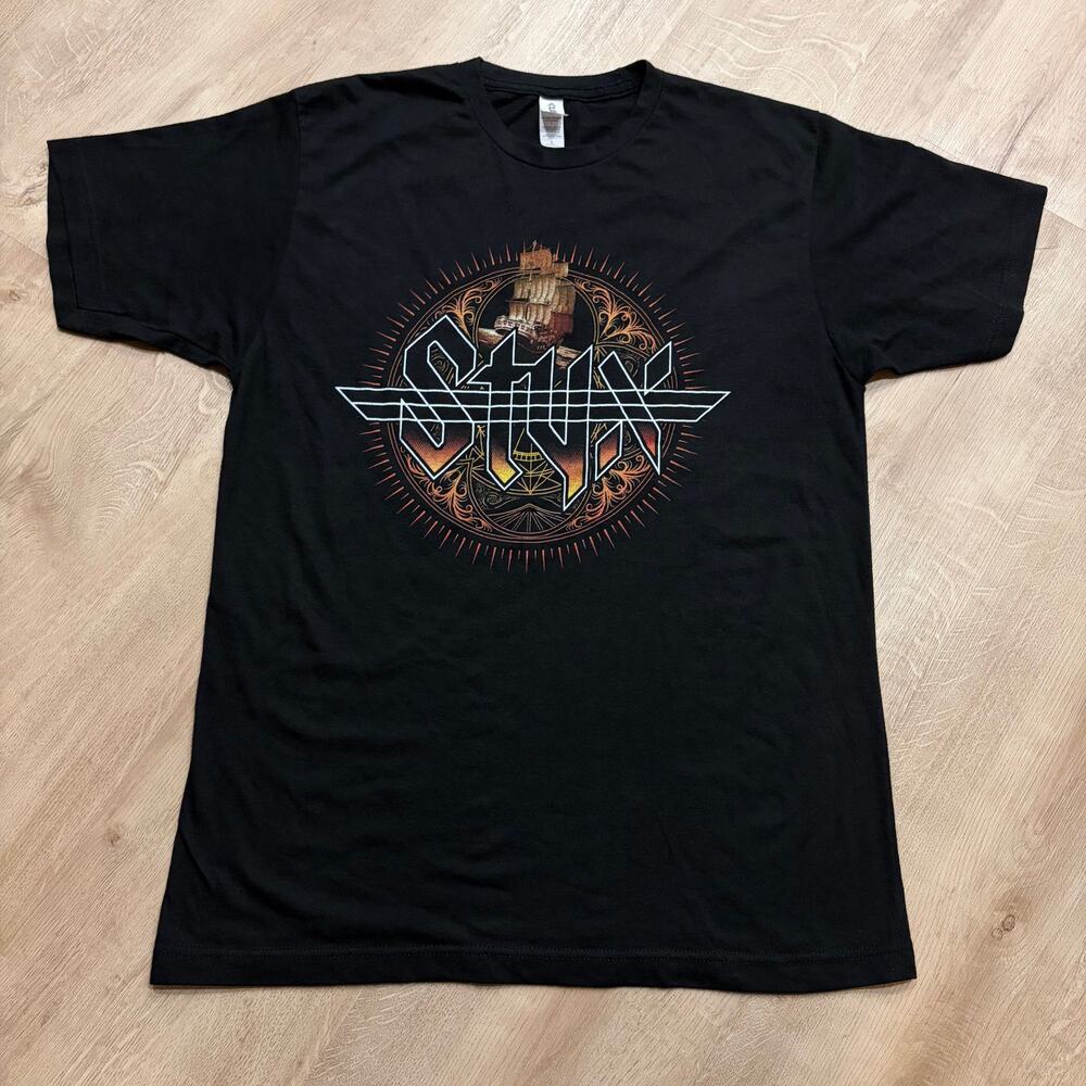 Styx Summer Tour 2021 T-Shirt Men's Large L Black Crash Of The Crown Band Tee